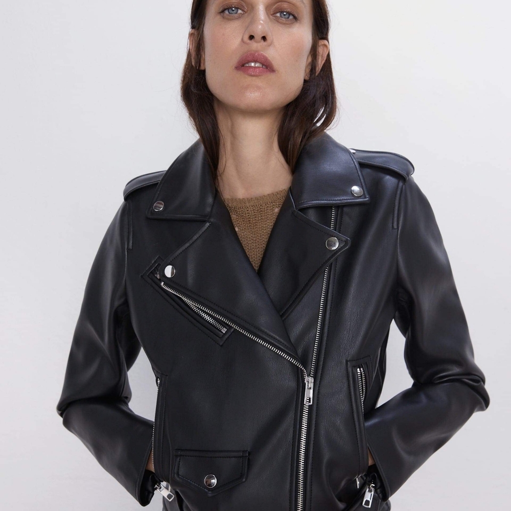Zara authentic faux leather biker jacket